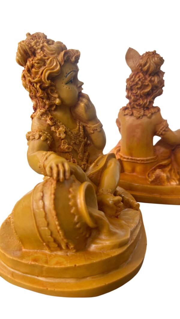 Bal Krishna with Butter Pot – Polyresin Marble Sculpture (7 inch)