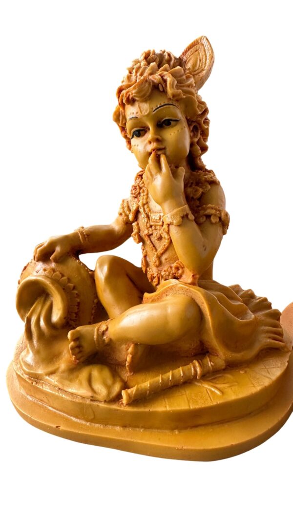 Bal Krishna with Butter Pot – Polyresin Marble Sculpture (7 inch)
