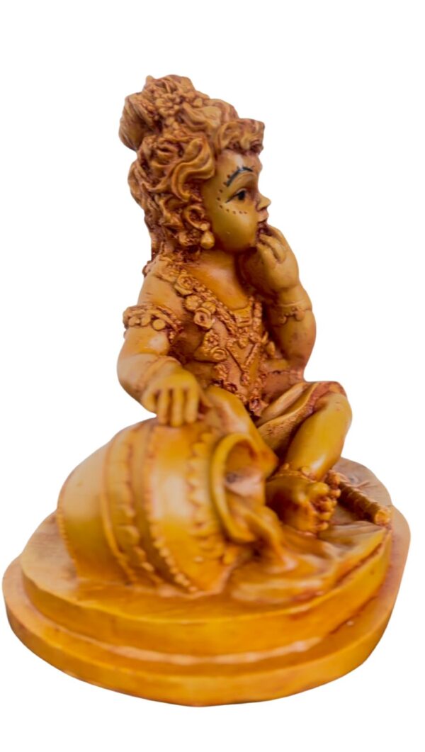 Bal Krishna with Butter Pot – Polyresin Marble Sculpture (7 inch)