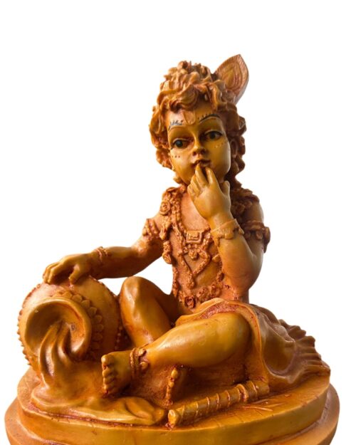 Bal Krishna with Butter Pot – Polyresin Marble Sculpture (7 inch)