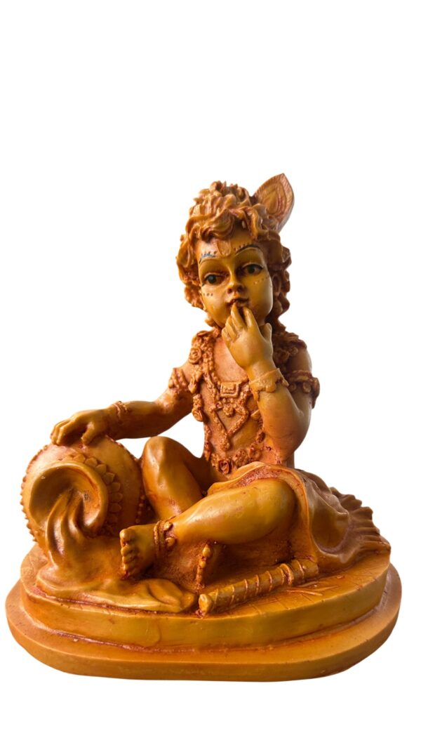 Bal Krishna with Butter Pot – Polyresin Marble Sculpture (7 inch)