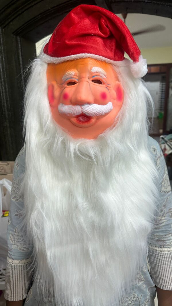 Santa Face Mask with Extra-Long Beard & Cap