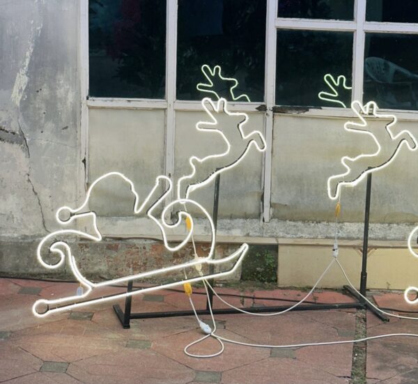 ✨ LED Santa Sleigh & Reindeer Light – 3 Piece Combo with Stand