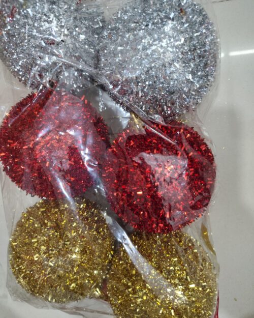 Christmas Glitter Ball Ornaments – Set of 6 (Large Size)