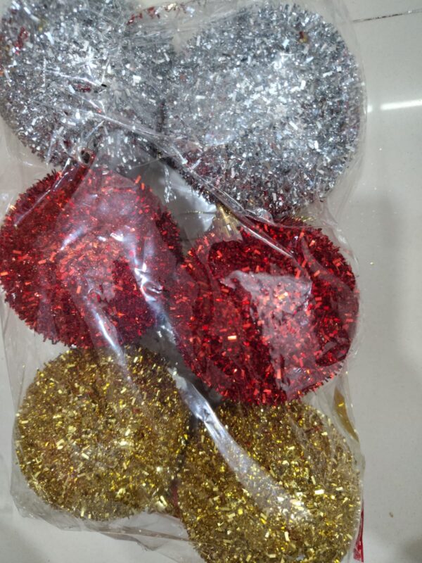 Christmas Glitter Ball Ornaments – Set of 6 (Large Size)