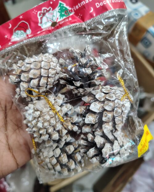 Snow-Frosted Pinecone Christmas Ornaments – Pack of 6