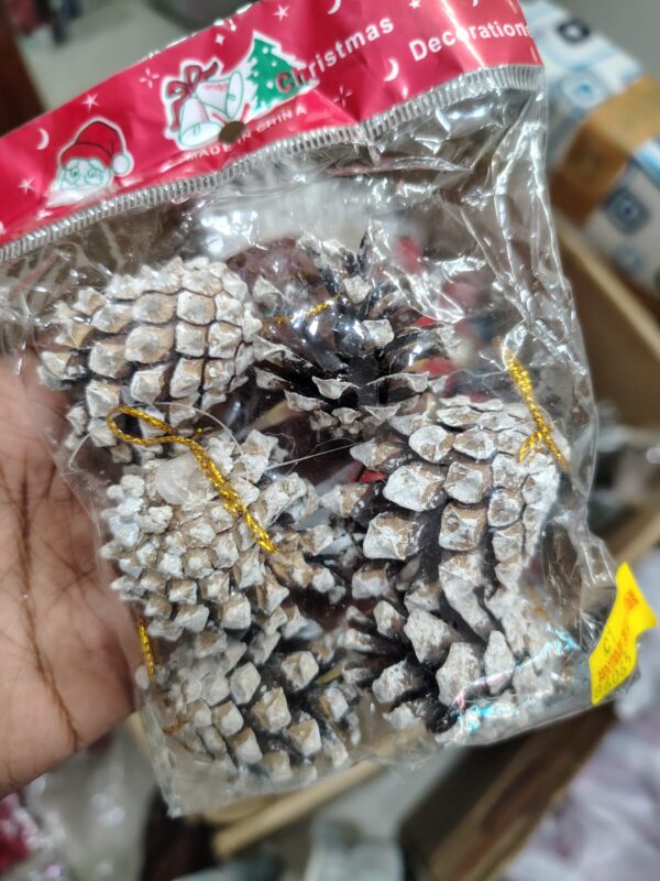 Snow-Frosted Pinecone Christmas Ornaments – Pack of 6