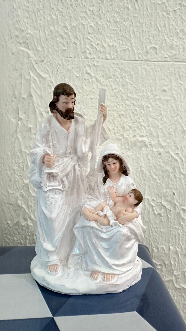 Holy Family Sculpture – 6 Inch | Pure White Finish | Resin
