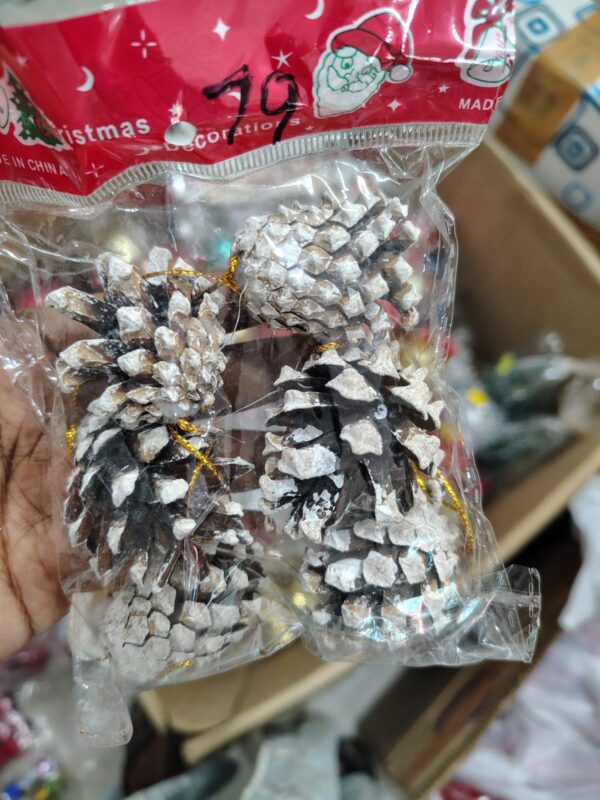 Snow-Frosted Pinecone Christmas Ornaments – Pack of 6