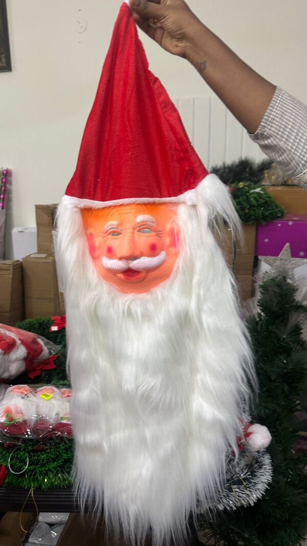 Santa Face Mask with Extra-Long Beard & Cap