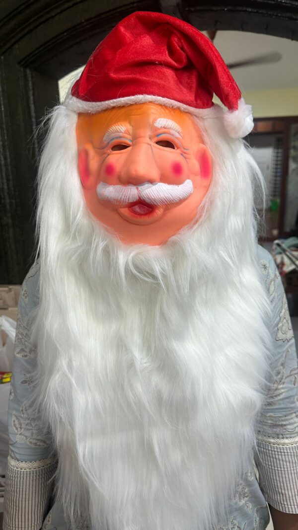 Santa Face Mask with Extra-Long Beard & Cap