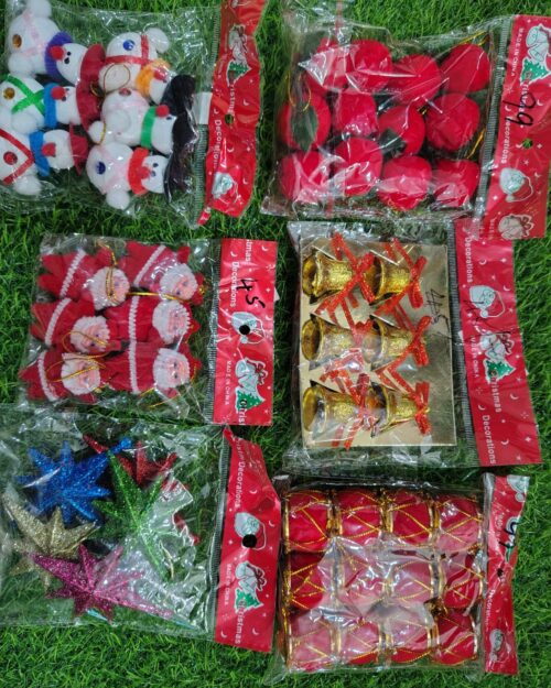 Christmas Decoration Combo Set – Mixed Pack (Mini Santas, Snowmen, Stars, Bells & Apples)