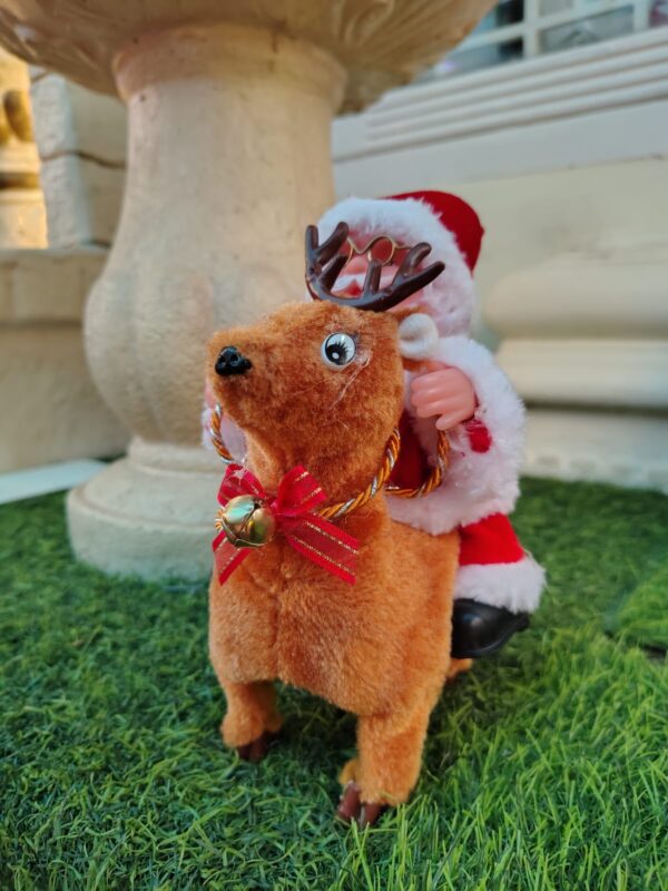 Animated Santa Riding Reindeer – Christmas Ornament