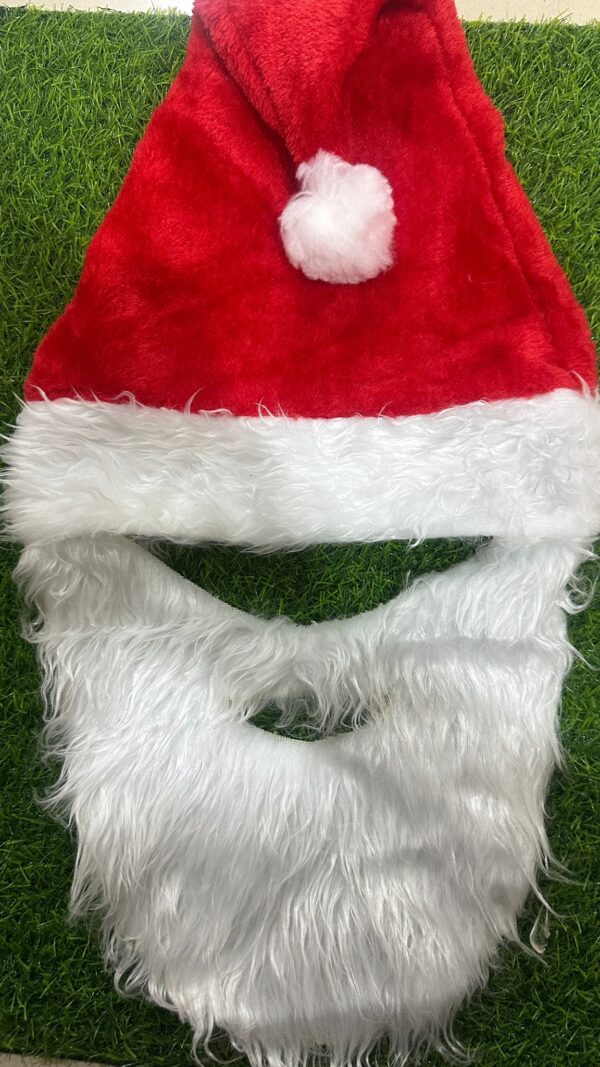 Santa Cap + Long Beard Set