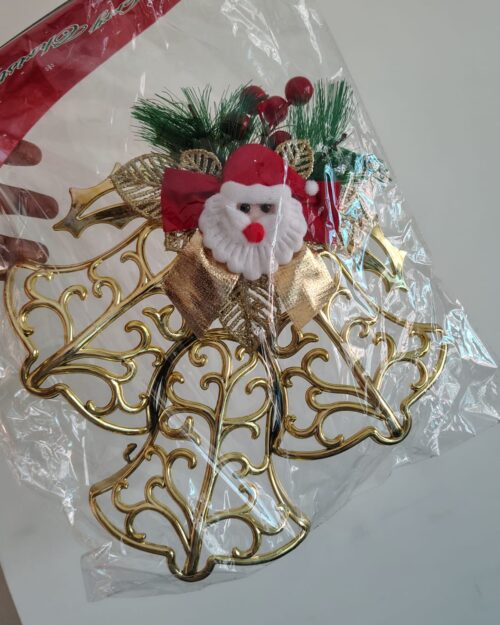 8e493702-a6cc-4e59-b4ee-7bdcdecfb208 Golden Christmas Bell Hanging with Santa – 150g