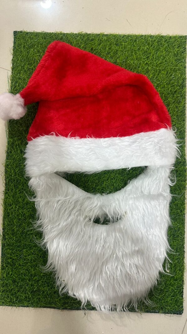 Santa Cap + Long Beard Set