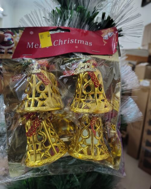 Golden Christmas Hanging Bell Set – Pack of 4 Decorative Bells