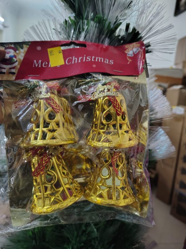 97e04096-0add-4d97-8900-638339616abc Golden Christmas Hanging Bell Set – Pack of 4 Decorative Bells