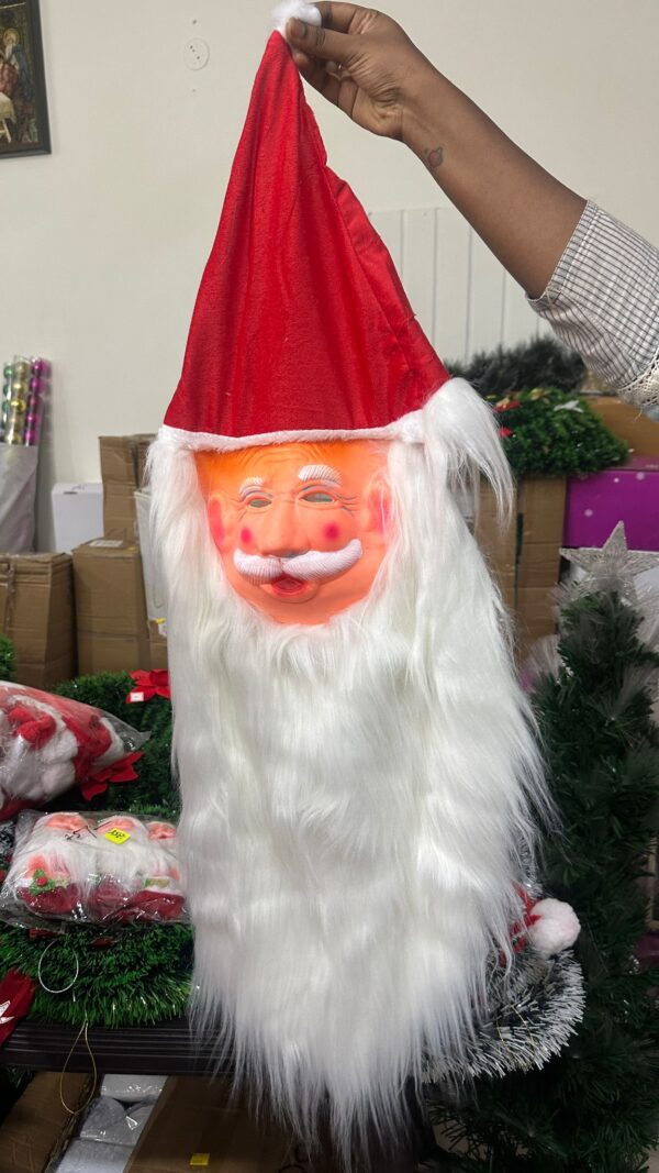 Santa Face Mask with Extra-Long Beard & Cap