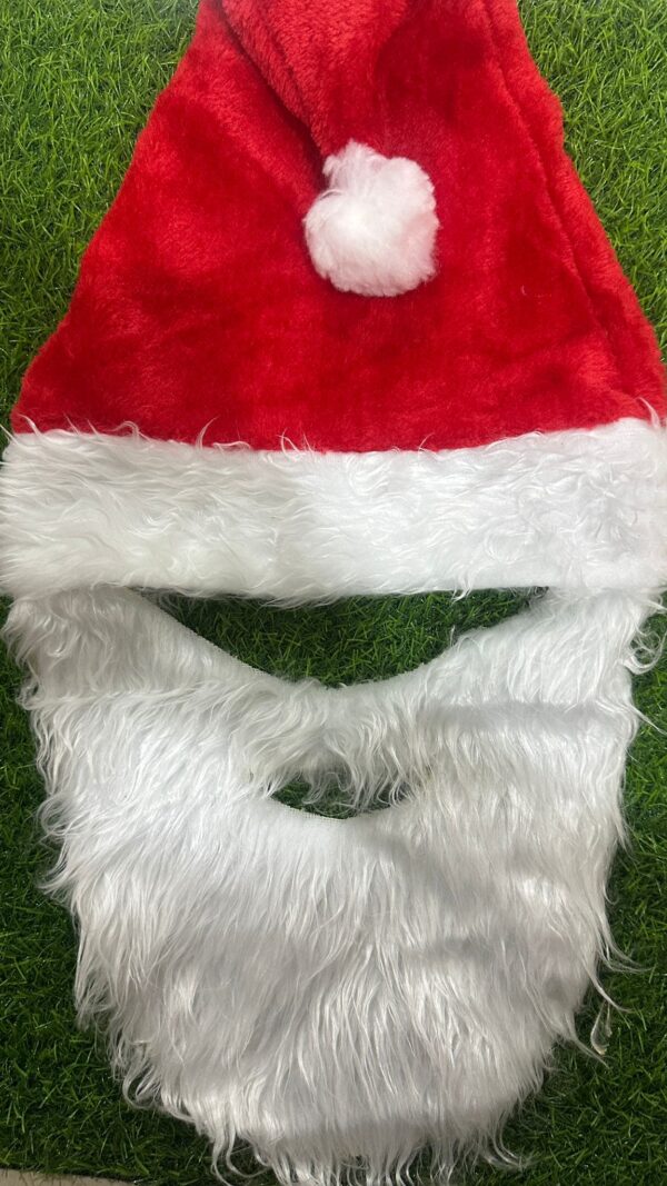 Santa Cap + Long Beard Set
