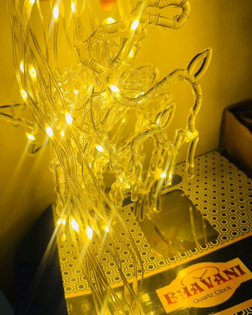 LED Acrylic Star & Reindeer Hanging Light – Warm White