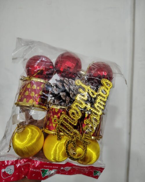 Christmas Decoration Combo Set – Drums, Balls & Pine Cones