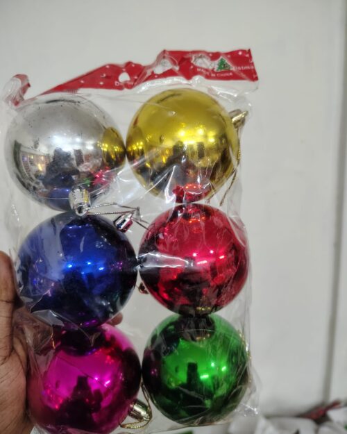 Christmas Tree Hanging Balls – 6 pcs Multicolour Set