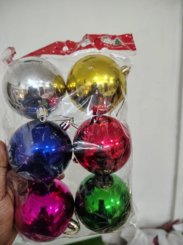 Christmas Tree Hanging Balls – 6 pcs Multicolour Set