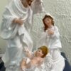 Holy Family Nativity Scene – 7 Inch | White Polyresin | Baby Jesus Crib