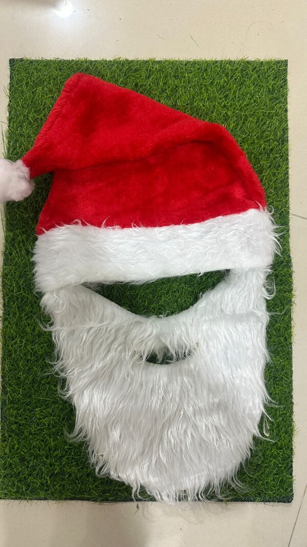 Santa Cap + Long Beard Set
