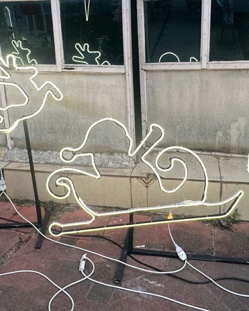 ✨ LED Santa Sleigh & Reindeer Light – 3 Piece Combo with Stand