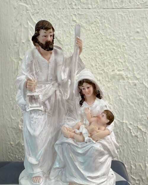 Holy Family Sculpture – 6 Inch | Pure White Finish | Resin
