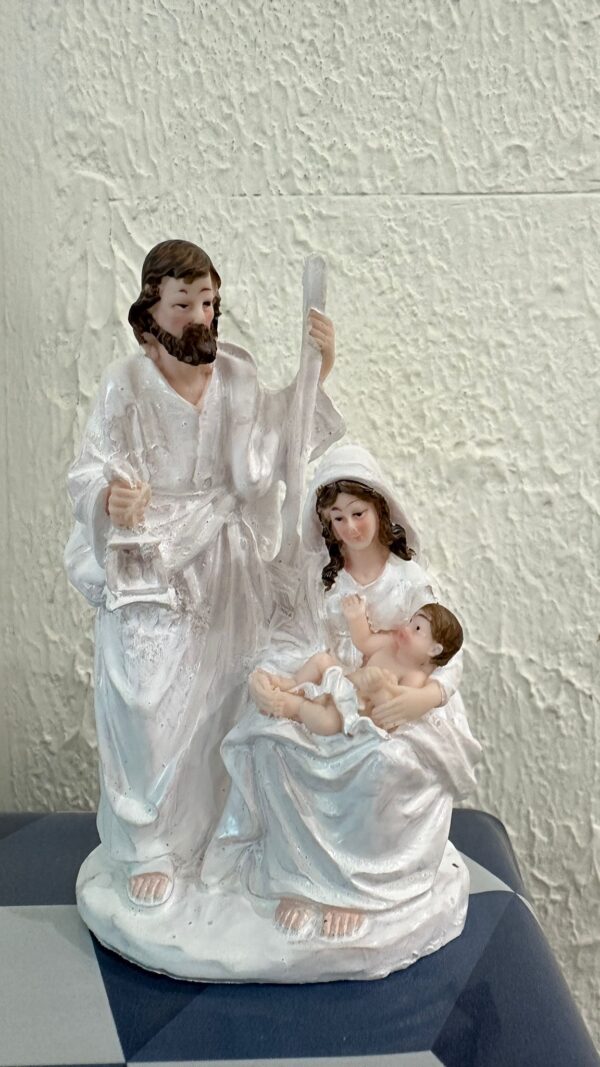 Holy Family Sculpture – 6 Inch | Pure White Finish | Resin