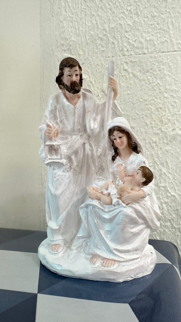 Holy Family Sculpture – 6 Inch | Pure White Finish | Resin