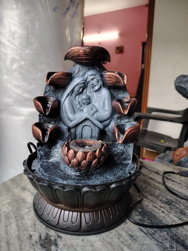 Holy Family Water Fountain with LED Crystal Ball