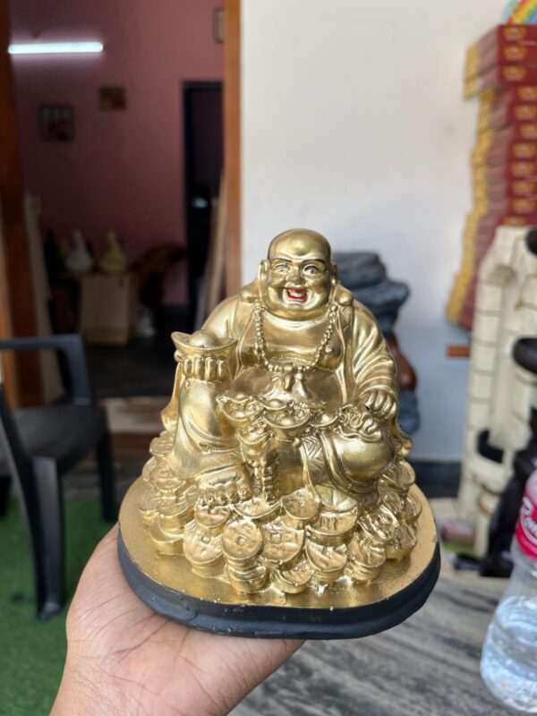 Laughing Buddha Wealth Statue (Golden Finish)