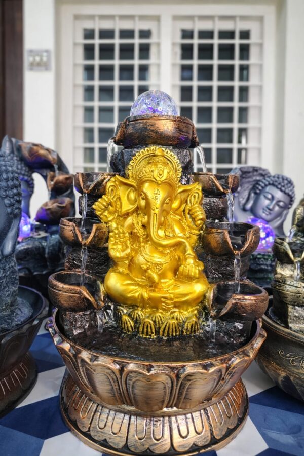 Golden Ganesha Water Fountain1FT (Tabletop)