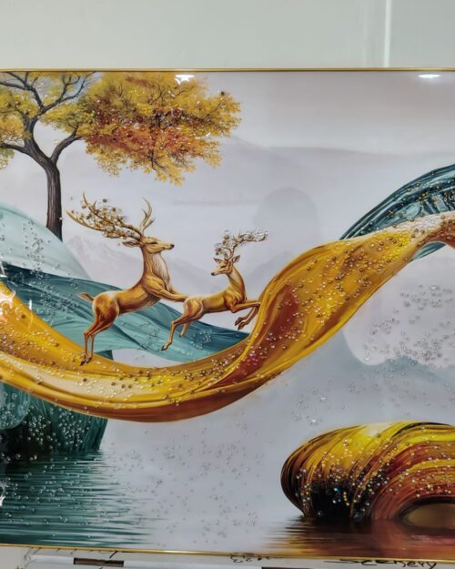 Golden Forest Serenity – Resin Art Frame