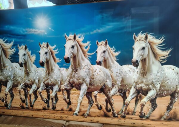 Running White Horses Wall Art Frame -Resin