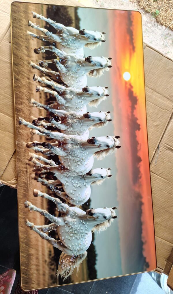 Running White Horses Wall Art Frame -Resin 3.15ft