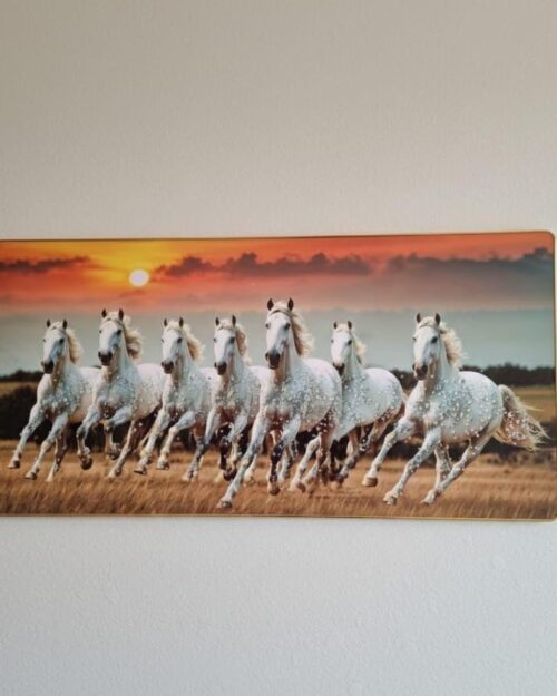 Running White Horses Wall Art Frame -Resin 3.15ft