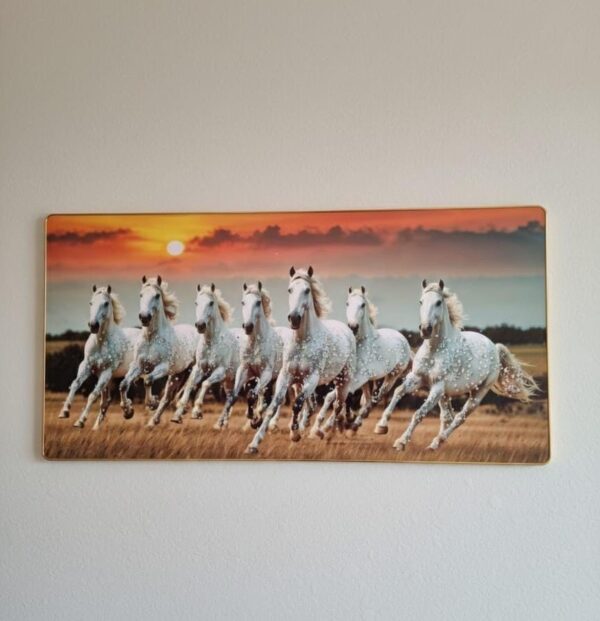 Running White Horses Wall Art Frame -Resin 3.15ft
