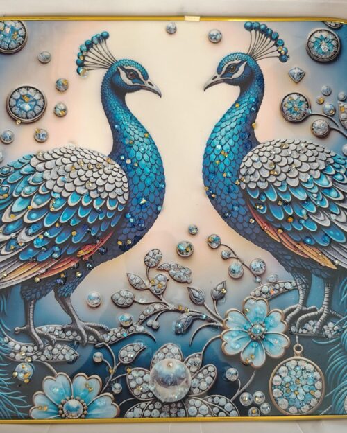 WhatsApp Image 2026-02-24 at 2.55.41 PM (1) Peacocks Resin Art Frames - Nature Collection (1x1 ft)