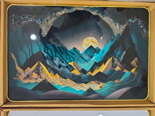 Moonlit Mountain Resin Art - 12x18inch (2)