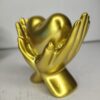 Golden Hands Holding Heart Sculpture – Symbolic Love Décor Showpiece