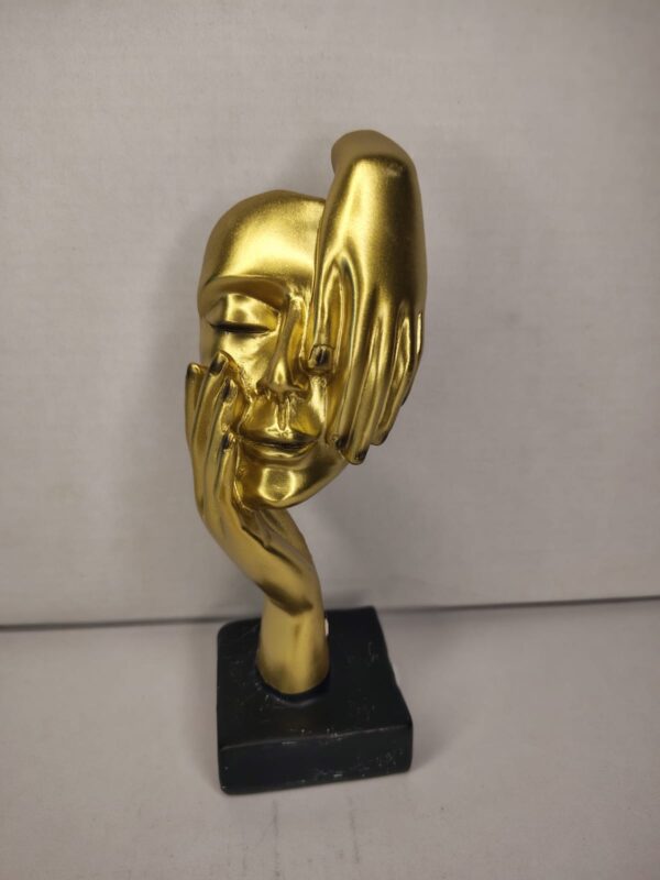 Minimalist Abstract Face Sculpture Gold – Modern Artistic Table Décor