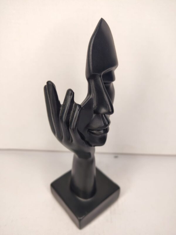 Minimalist Abstract Face Sculpture Black – Modern Artistic Table Décor