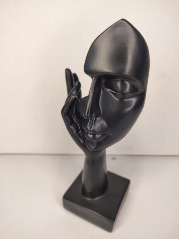 Minimalist Abstract Face Sculpture Black – Modern Artistic Table Décor