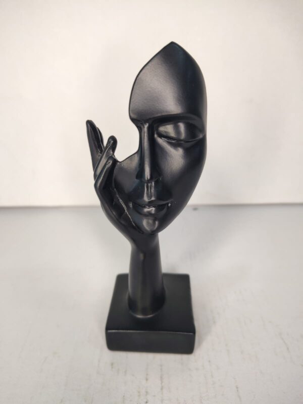 Minimalist Abstract Face Sculpture Black – Modern Artistic Table Décor