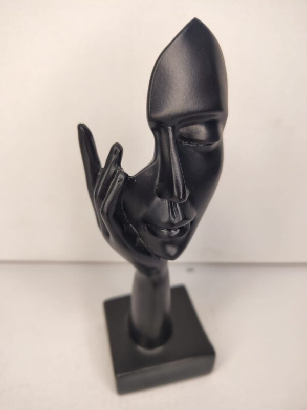 Minimalist Abstract Face Sculpture Black – Modern Artistic Table Décor